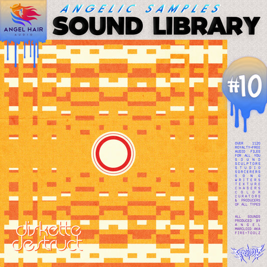 Cover of Angelic Samples Sound Library  sample pack #10 with geometric pattern and text that says Diskette Destruct