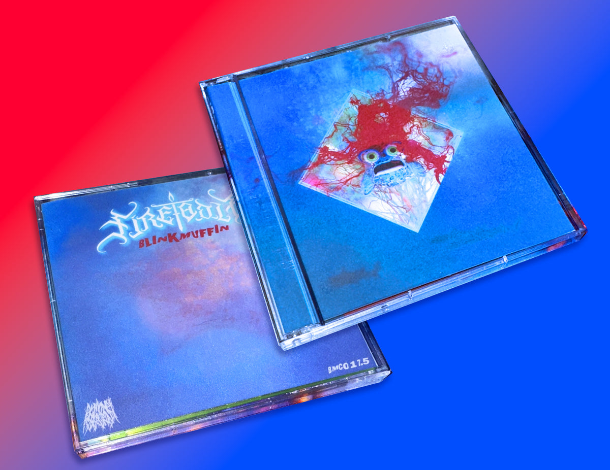Two floppy disks with colorful art on a red and blue gradient background
