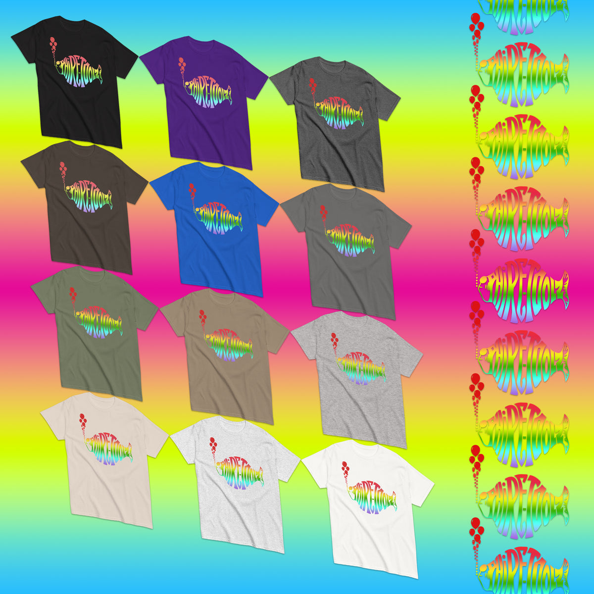 Mockup image of different color Phire-Toolz shirts