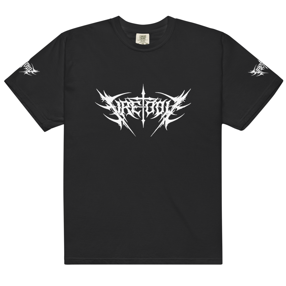 Black t-shirt with white Fire-Toolz logo on the chest and on each sleeve